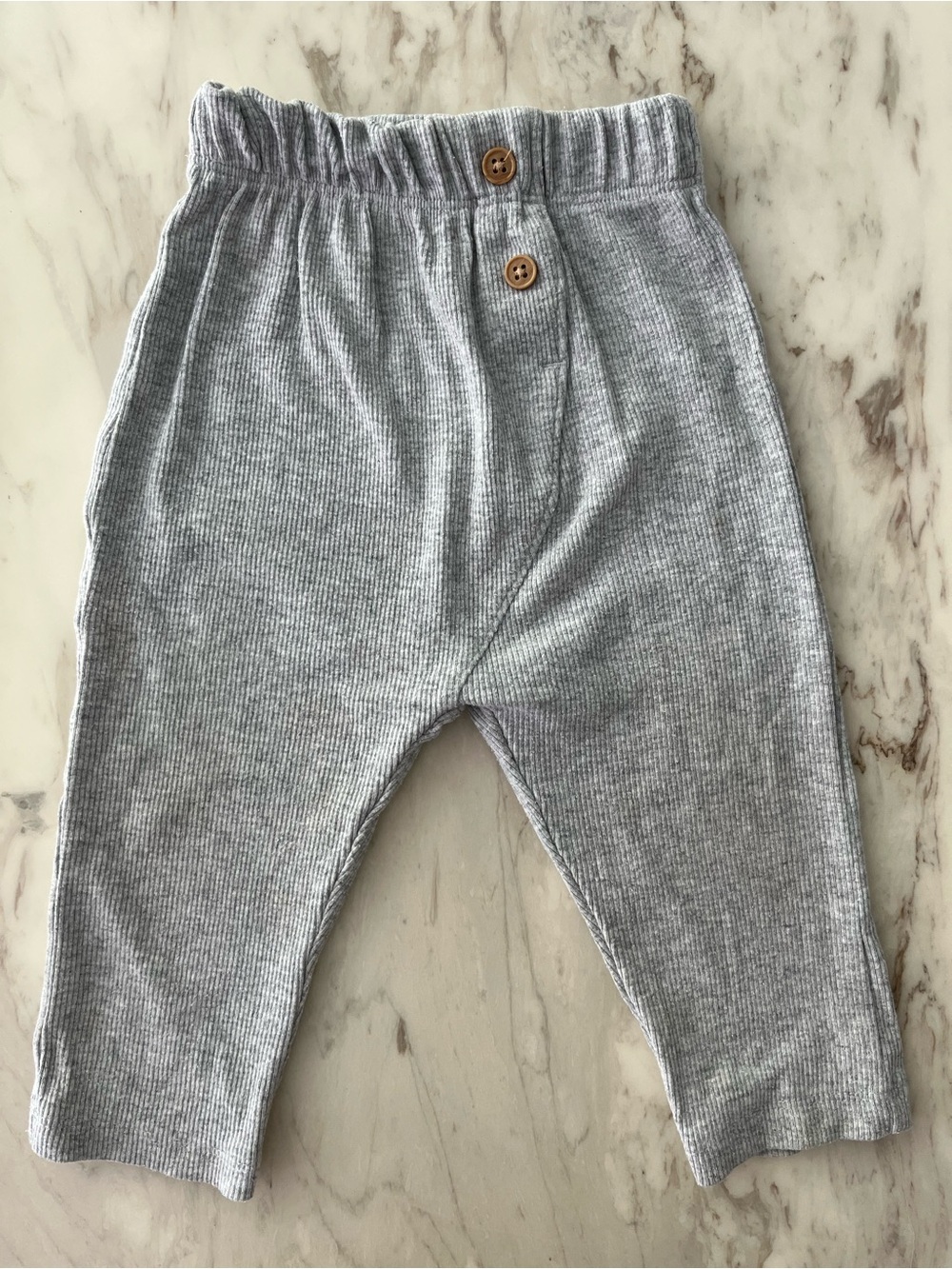 Soft Ribbed Gray Jogger Pants